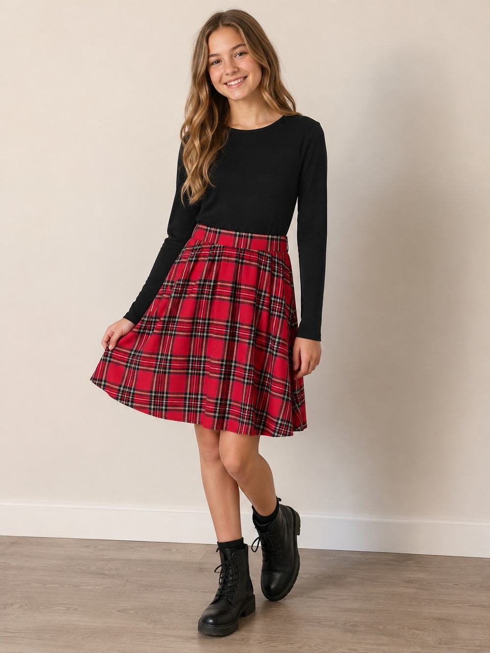 NWTs Emery Rose Plaid & Black Dress Holiday - Small